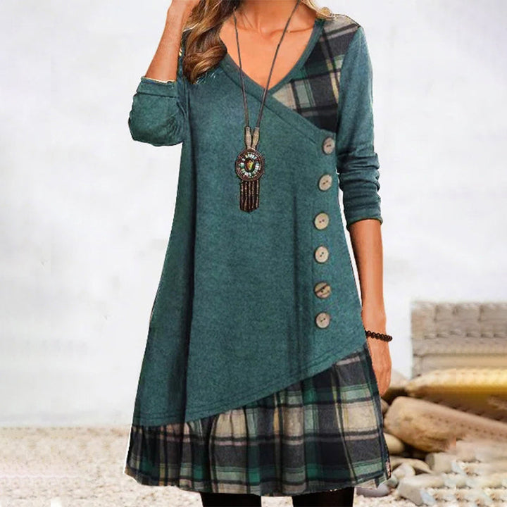 Lillie - Robe à manches longues à carreaux